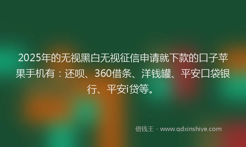 2025年的无视黑白无视征信申请就下款的口子苹果手机有：还呗、360借条、洋钱罐、平安口袋银行、平安i贷等。
