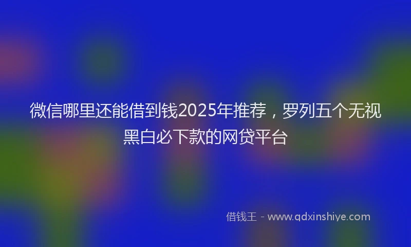 微信哪里还能借到钱2025年推荐，罗列五个无视黑白必下款的网贷平台