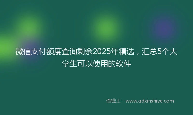微信支付额度查询剩余2025年精选，汇总5个大学生可以使用的软件