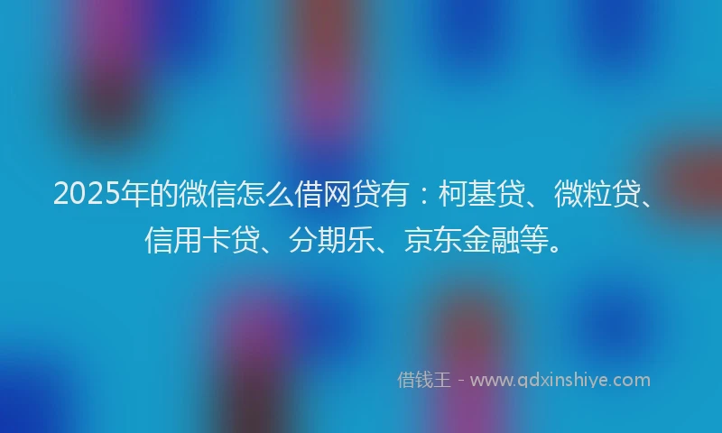 2025年的微信怎么借网贷有：柯基贷、微粒贷、信用卡贷、分期乐、京东金融等。