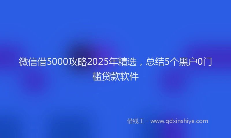 微信借5000攻略2025年精选，总结5个黑户0门槛贷款软件