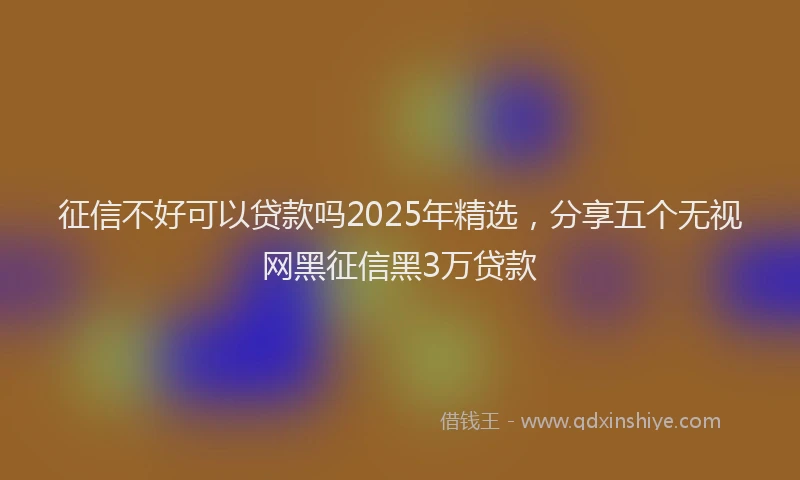 征信不好可以贷款吗2025年精选，分享五个无视网黑征信黑3万贷款