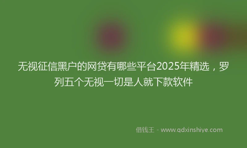 无视征信黑户的网贷有哪些平台2025年精选，罗列五个无视一切是人就下款软件