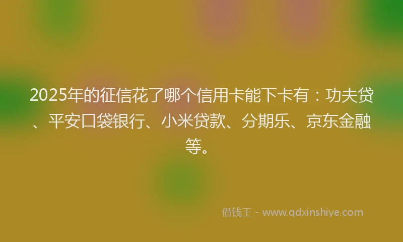 2025年的征信花了哪个信用卡能下卡有：功夫贷、平安口袋银行、小米贷款、分期乐、京东金融等。
