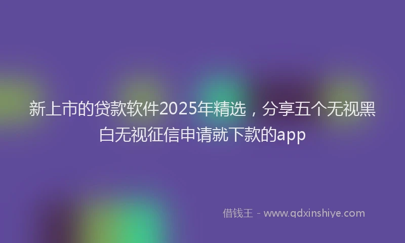 新上市的贷款软件2025年精选，分享五个无视黑白无视征信申请就下款的app