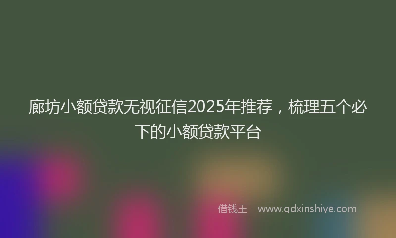 廊坊小额贷款无视征信2025年推荐，梳理五个必下的小额贷款平台