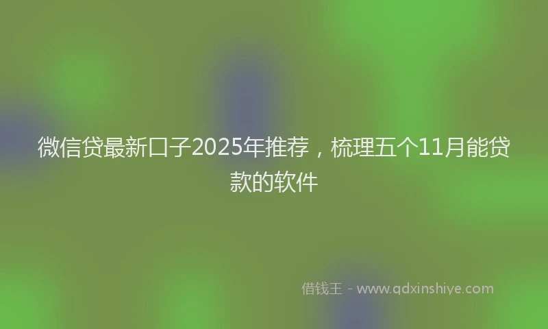 微信贷最新口子2025年推荐，梳理五个11月能贷款的软件