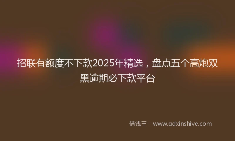 招联有额度不下款2025年精选，盘点五个高炮双黑逾期必下款平台