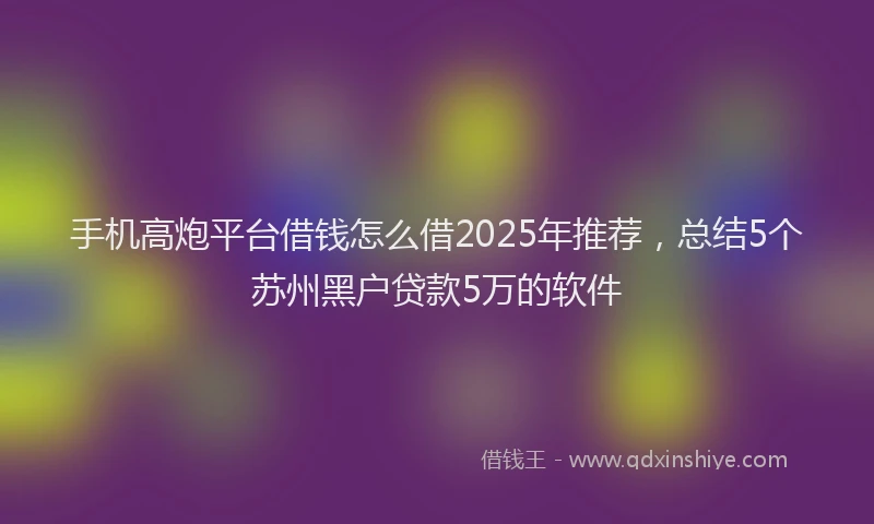 手机高炮平台借钱怎么借2025年推荐，总结5个苏州黑户贷款5万的软件