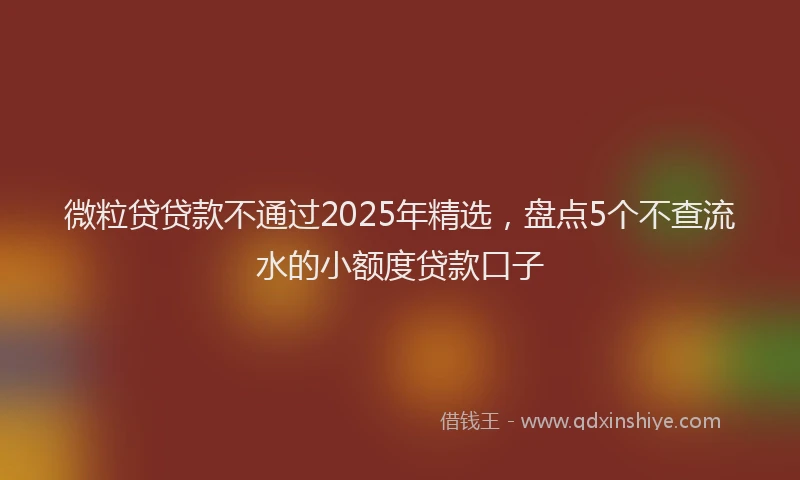 微粒贷贷款不通过2025年精选，盘点5个不查流水的小额度贷款口子