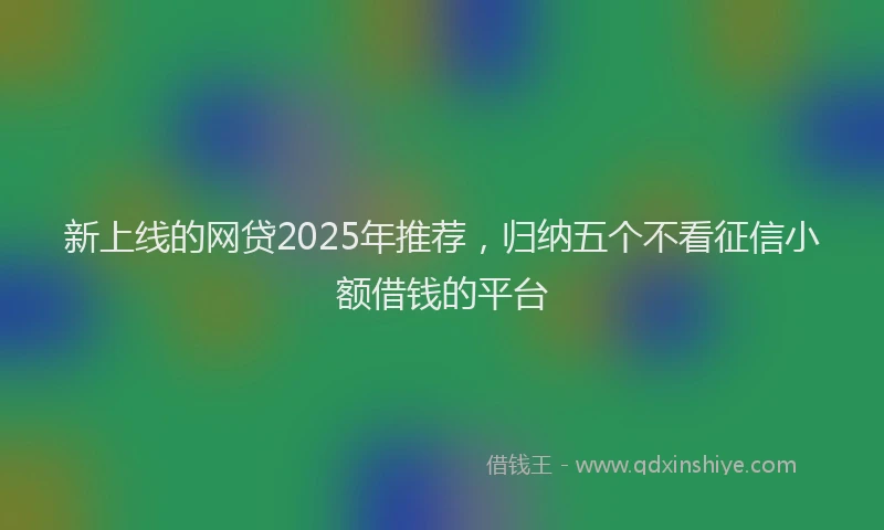 新上线的网贷2025年推荐，归纳五个不看征信小额借钱的平台