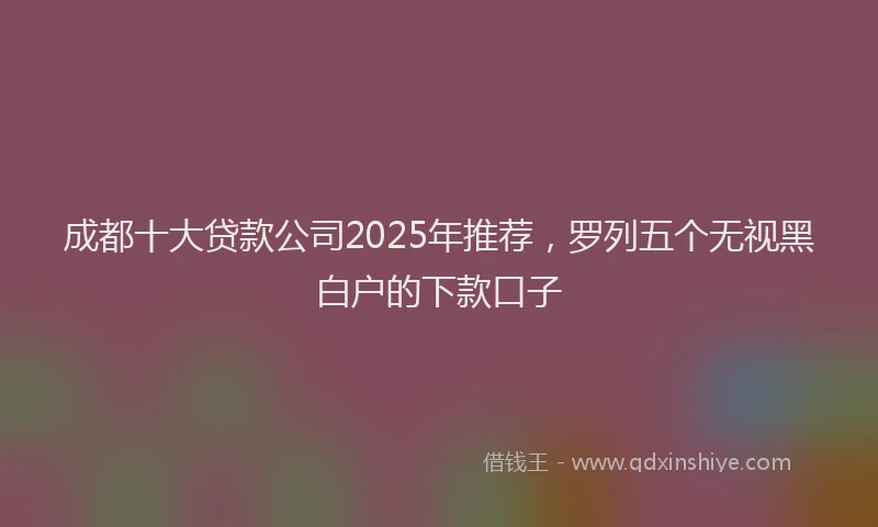 成都十大贷款公司2025年推荐，罗列五个无视黑白户的下款口子