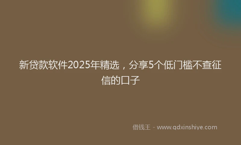 新贷款软件2025年精选，分享5个低门槛不查征信的口子