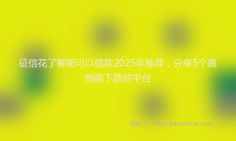 征信花了哪里可以借款2025年推荐，分享5个高炮能下款的平台