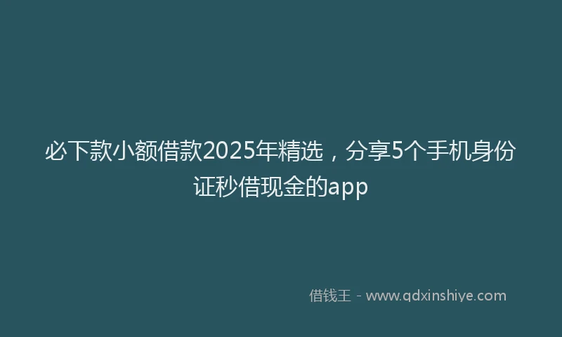 必下款小额借款2025年精选，分享5个手机身份证秒借现金的app