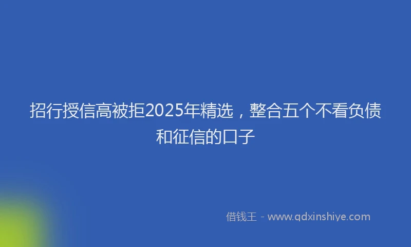 招行授信高被拒2025年精选，整合五个不看负债和征信的口子
