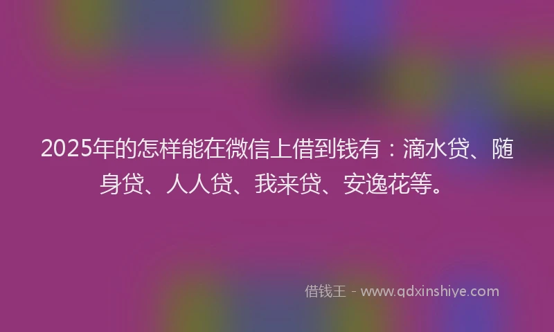2025年的怎样能在微信上借到钱有：滴水贷、随身贷、人人贷、我来贷、安逸花等。
