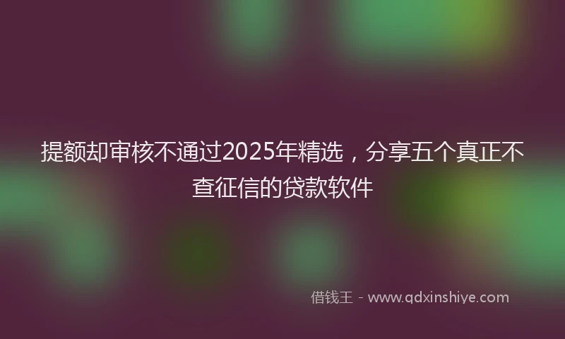 提额却审核不通过2025年精选，分享五个真正不查征信的贷款软件