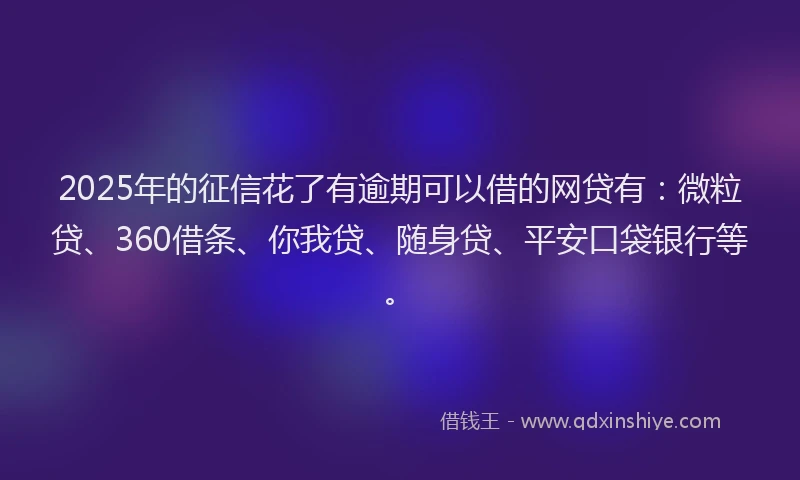 2025年的征信花了有逾期可以借的网贷有：微粒贷、360借条、你我贷、随身贷、平安口袋银行等。