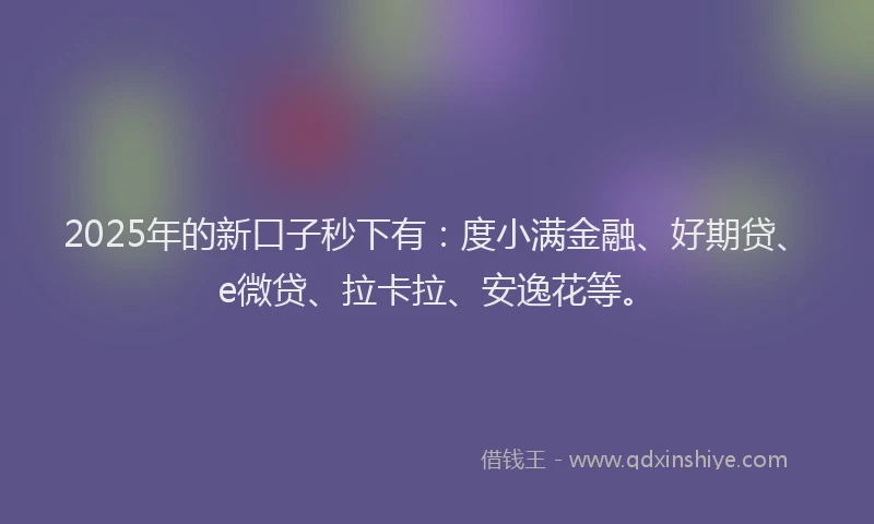 2025年的新口子秒下有：度小满金融、好期贷、e微贷、拉卡拉、安逸花等。