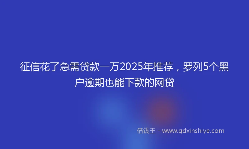 征信花了急需贷款一万2025年推荐，罗列5个黑户逾期也能下款的网贷