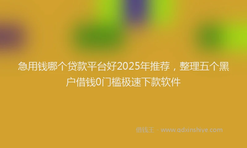 急用钱哪个贷款平台好2025年推荐，整理五个黑户借钱0门槛极速下款软件