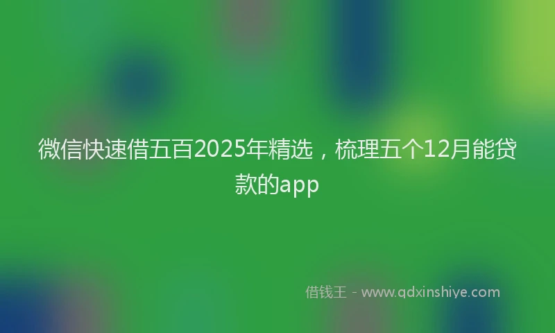 微信快速借五百2025年精选，梳理五个12月能贷款的app