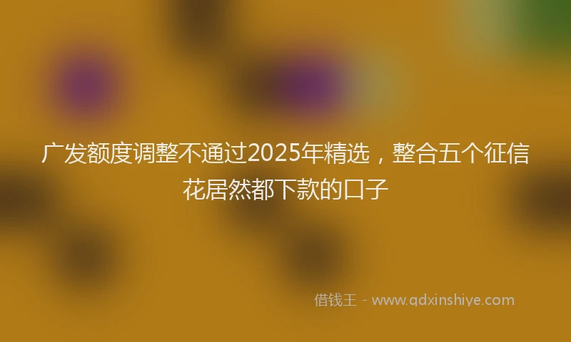 广发额度调整不通过2025年精选，整合五个征信花居然都下款的口子