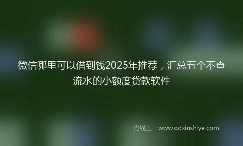 微信哪里可以借到钱2025年推荐，汇总五个不查流水的小额度贷款软件