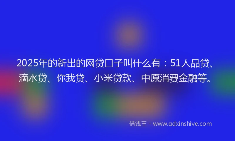 2025年的新出的网贷口子叫什么有：51人品贷、滴水贷、你我贷、小米贷款、中原消费金融等。