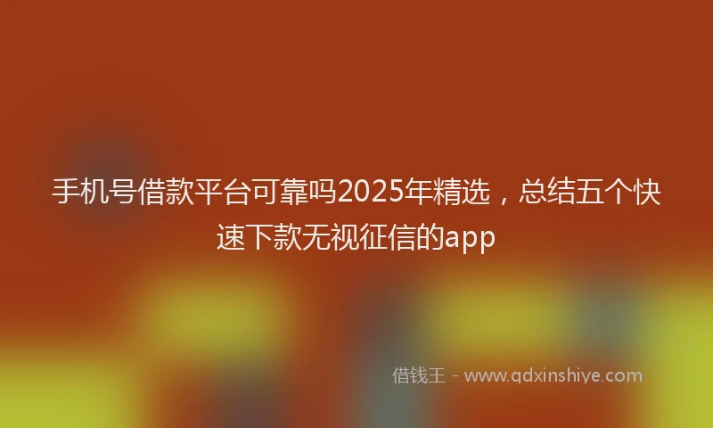 手机号借款平台可靠吗2025年精选，总结五个快速下款无视征信的app