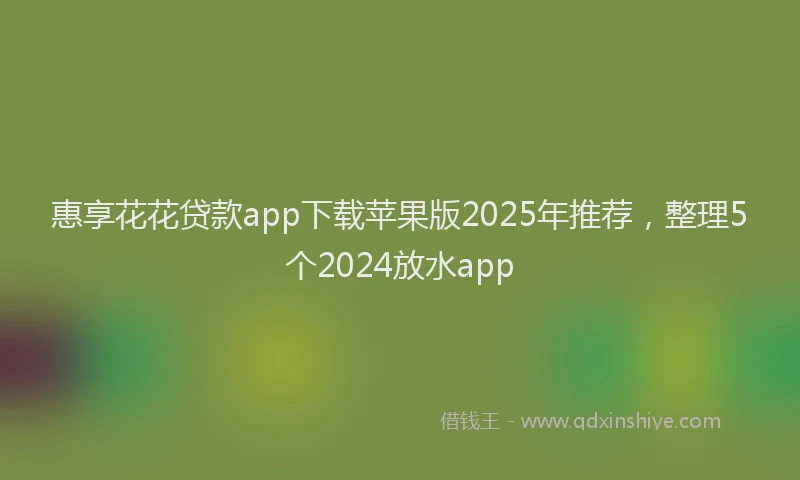 惠享花花贷款app下载苹果版2025年推荐，整理5个2024放水app