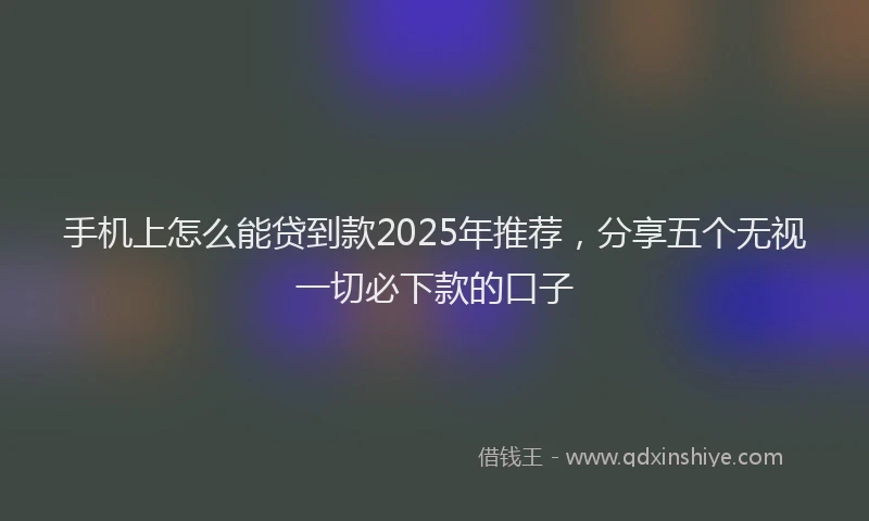 手机上怎么能贷到款2025年推荐，分享五个无视一切必下款的口子