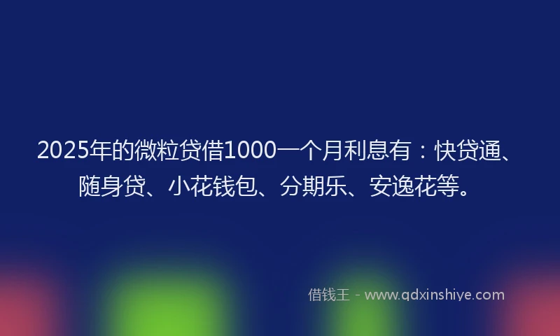 2025年的微粒贷借1000一个月利息有：快贷通、随身贷、小花钱包、分期乐、安逸花等。