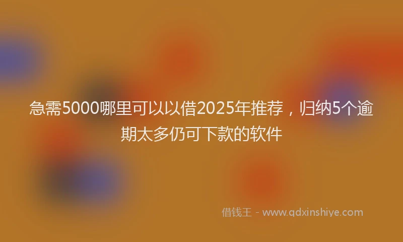 急需5000哪里可以以借2025年推荐，归纳5个逾期太多仍可下款的软件