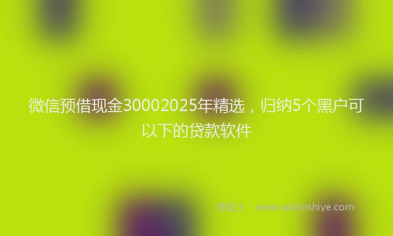 微信预借现金30002025年精选，归纳5个黑户可以下的贷款软件