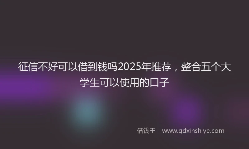征信不好可以借到钱吗2025年推荐，整合五个大学生可以使用的口子