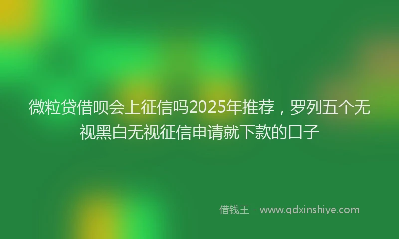 微粒贷借呗会上征信吗2025年推荐，罗列五个无视黑白无视征信申请就下款的口子