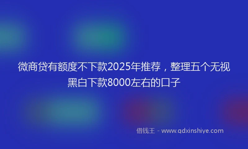 微商贷有额度不下款2025年推荐，整理五个无视黑白下款8000左右的口子