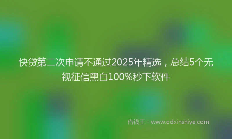 快贷第二次申请不通过2025年精选，总结5个无视征信黑白100%秒下软件