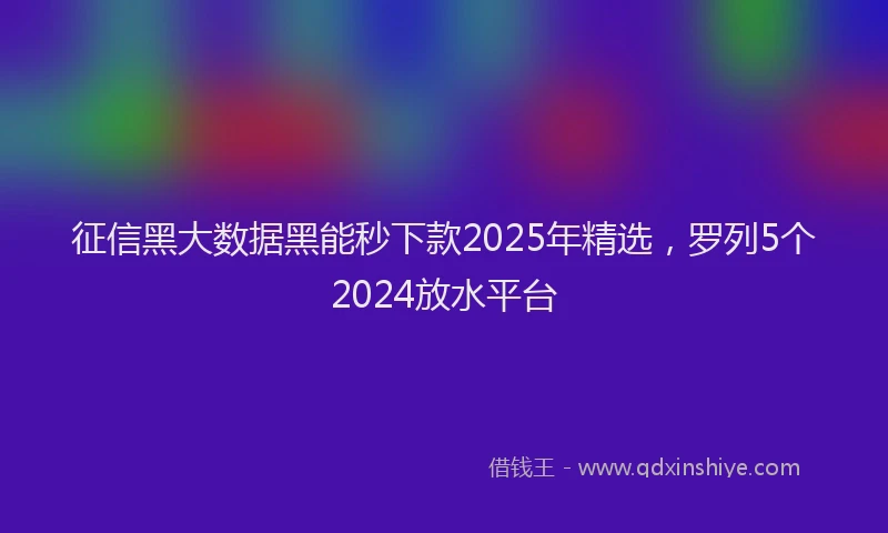 征信黑大数据黑能秒下款2025年精选，罗列5个2024放水平台
