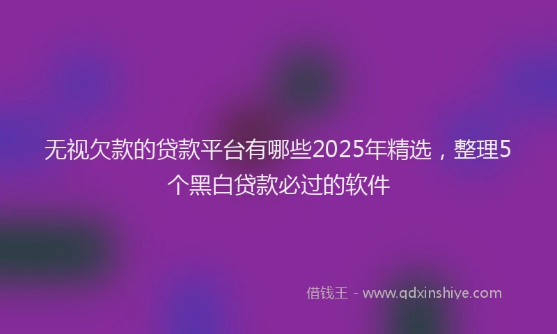 无视欠款的贷款平台有哪些2025年精选，整理5个黑白贷款必过的软件