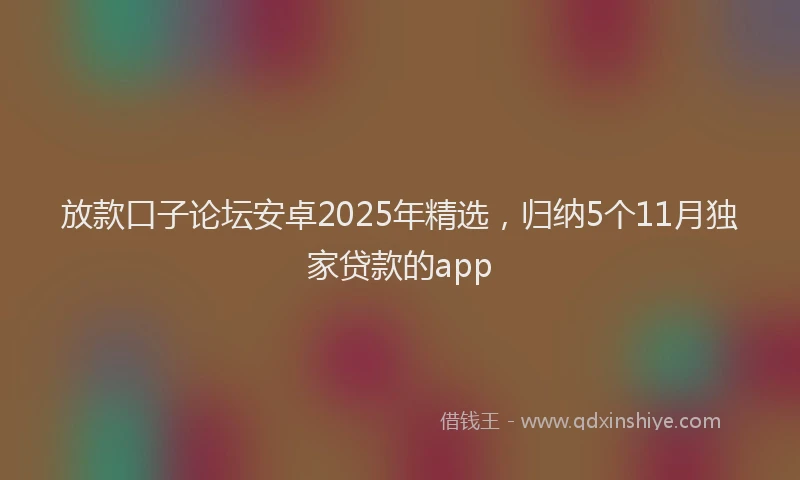 放款口子论坛安卓2025年精选，归纳5个11月独家贷款的app