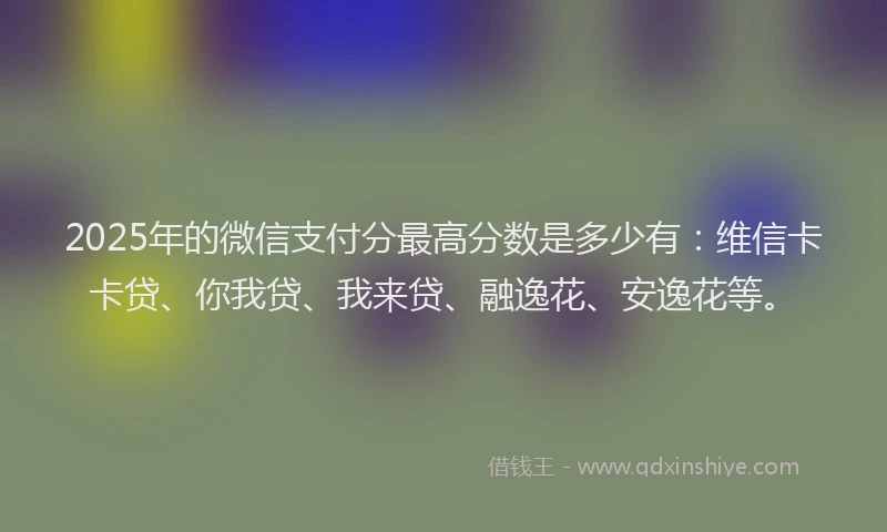 2025年的微信支付分最高分数是多少有：维信卡卡贷、你我贷、我来贷、融逸花、安逸花等。