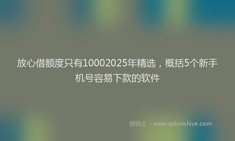 放心借额度只有10002025年精选，概括5个新手机号容易下款的软件
