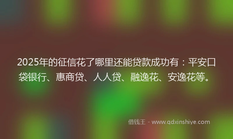 2025年的征信花了哪里还能贷款成功有：平安口袋银行、惠商贷、人人贷、融逸花、安逸花等。