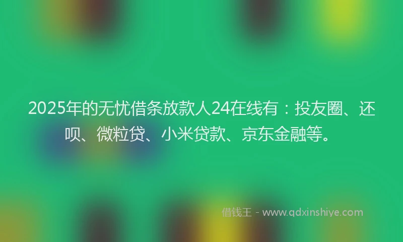 2025年的无忧借条放款人24在线有：投友圈、还呗、微粒贷、小米贷款、京东金融等。