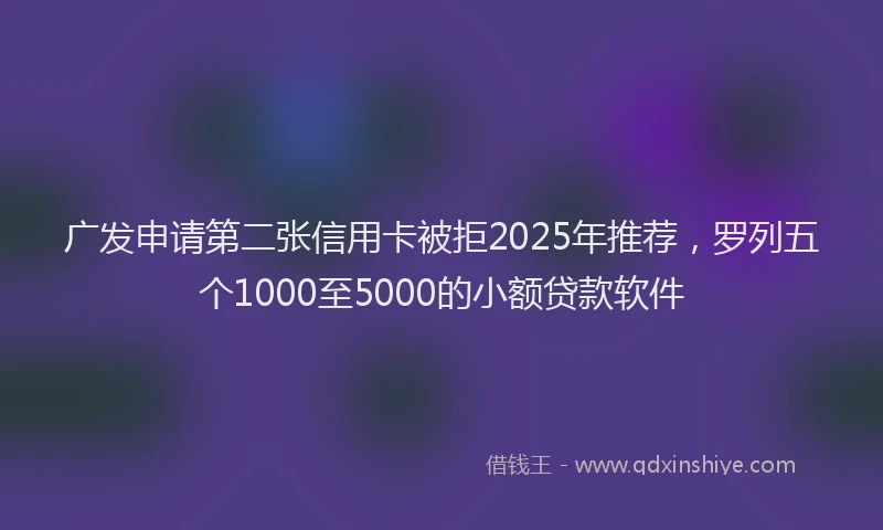 广发申请第二张信用卡被拒2025年推荐，罗列五个1000至5000的小额贷款软件