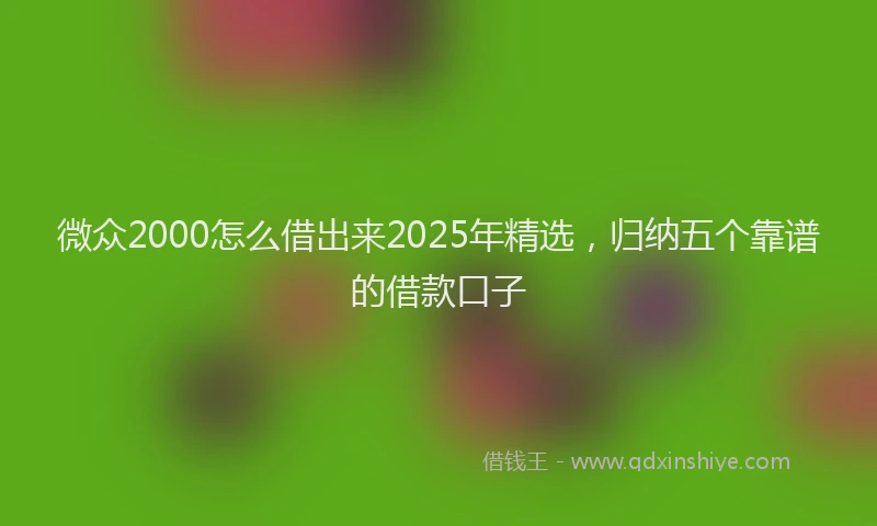 微众2000怎么借出来2025年精选，归纳五个靠谱的借款口子