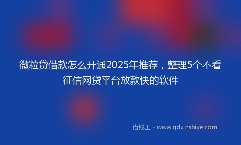 微粒贷借款怎么开通2025年推荐，整理5个不看征信网贷平台放款快的软件